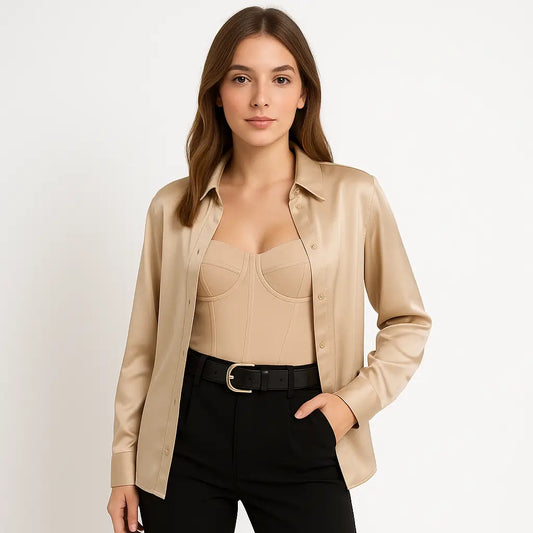 Blusa de Mujer Satinada color Nude
