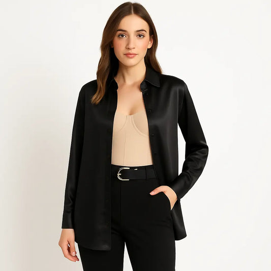 Blusa de Mujer Satinada color Negro