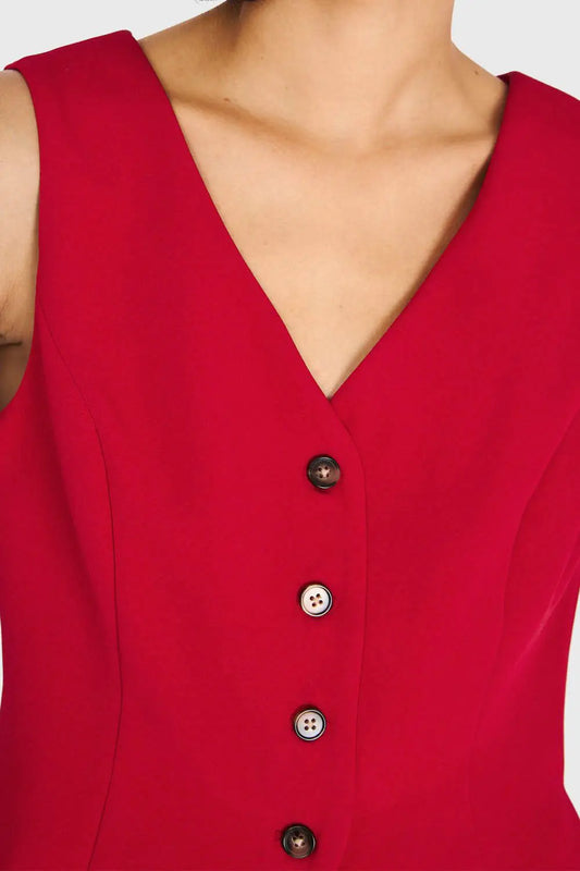 Gilet Mujer Rojo 4 Botones