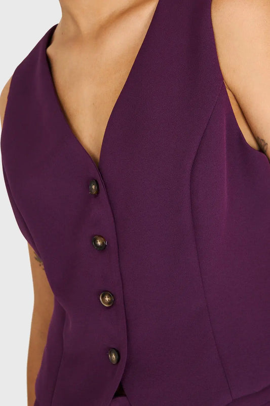Gilet Mujer Morado 4 Botones
