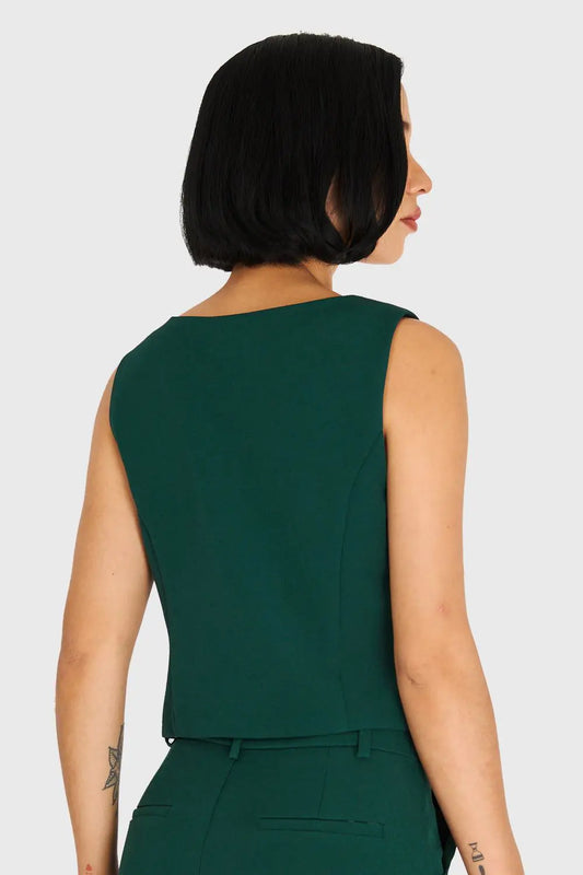 Gilet Mujer 4 Botones Verde Esmeralda