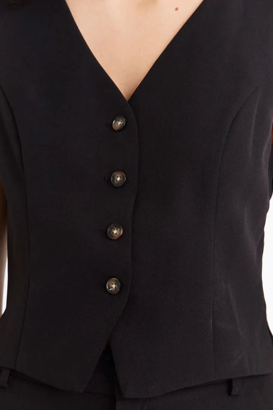 Gilet Mujer Negro 4 Botones