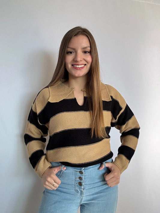 Sweater Rayado Cuello Piqué – Comodidad, elegancia y estilo sin esfuerzo