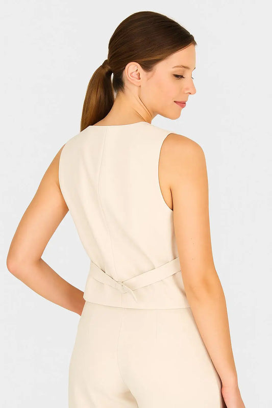 Gilet Mujer 5 Botones Ajustable Beige