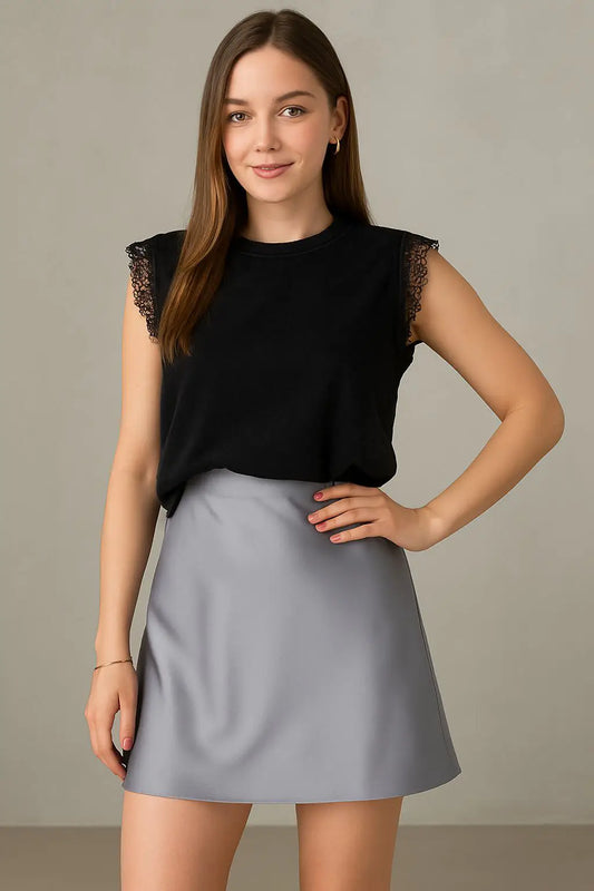 Falda de Mujer Satinada gris