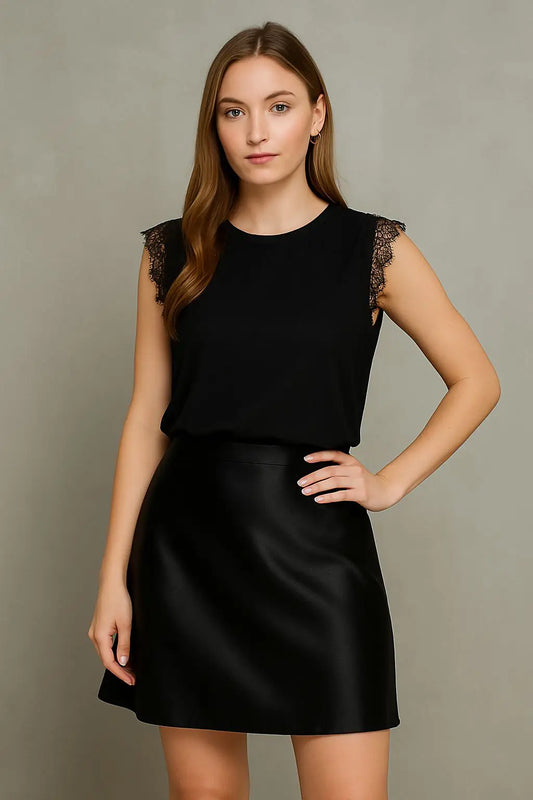 Falda de Mujer Satinada Negra