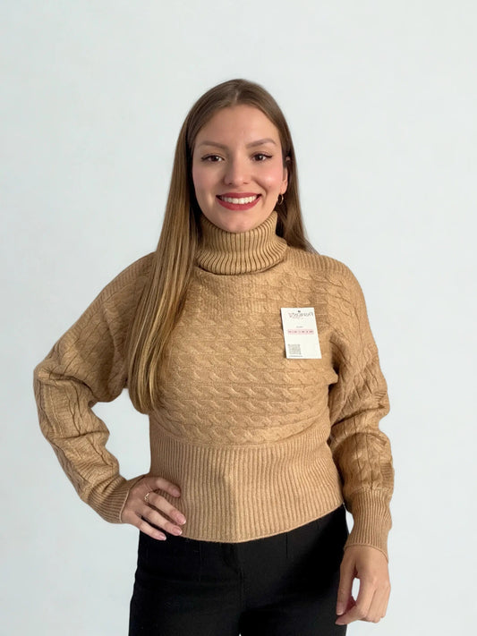 Sweater Trenzado Cuello Tortuga