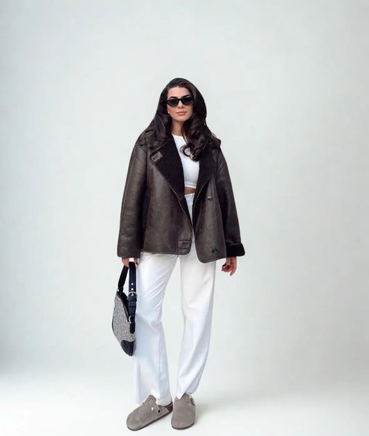 Jacket Oversize de Chiporro y Eco Cuero