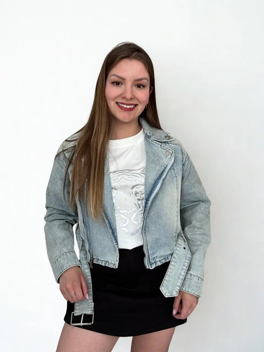 Chaqueta Biker Denim de Mujer - Estilo Urban Chic y Versatilidad