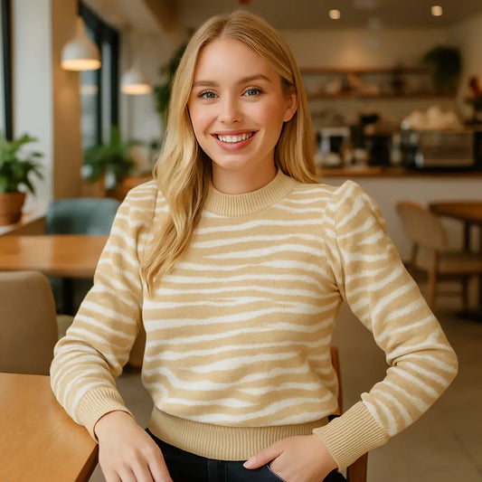 Sweater Animal Print Cebra Manga Princesa