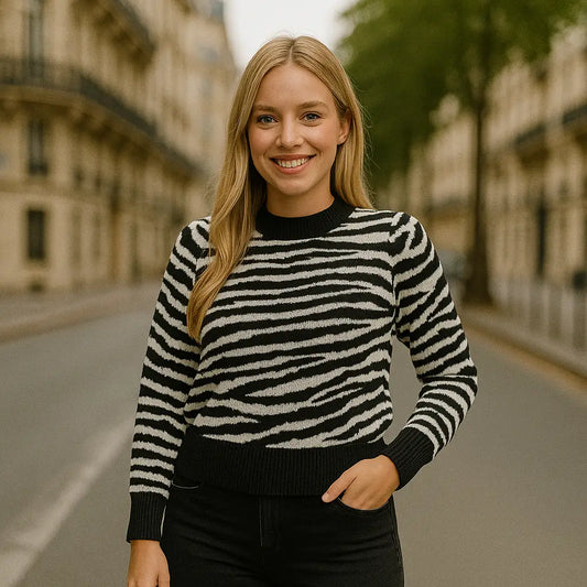 Sweater Animal Print Cebra Manga Princesa