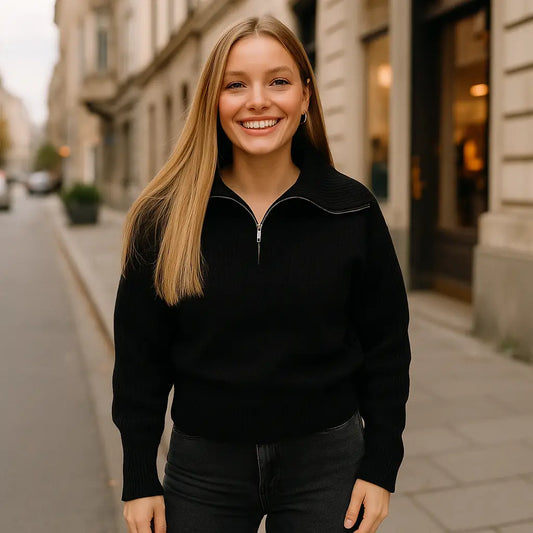 Sweater Cuello Tortuga con Cierre | Estilo Sport-Chic en Tendencia