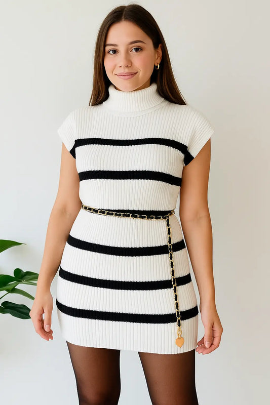 Sweater con Rayas Semi Largo Tipo Vestido