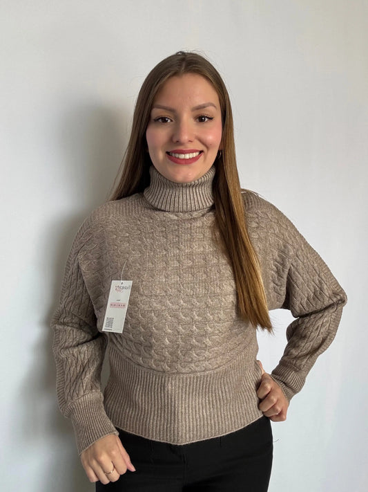 Sweater Trenzado Cuello Tortuga