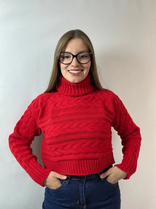 Sweater Cropped Cuello Tortuga – Estilo casual
