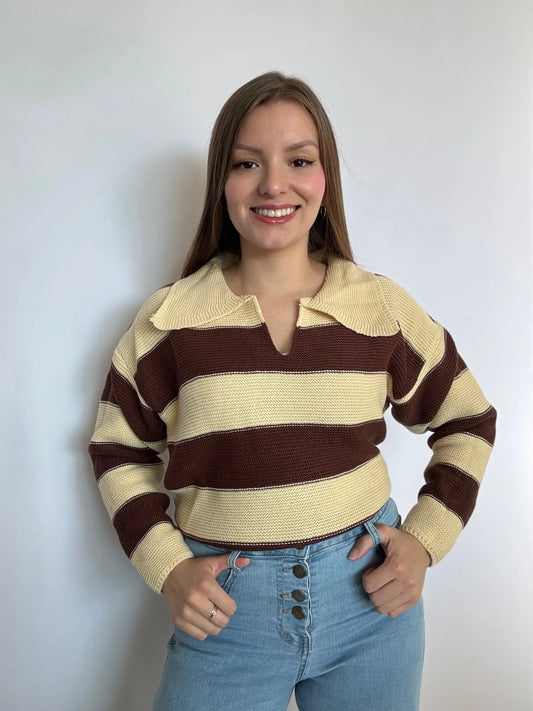 Sweater Rayado Cuello Piqué – Comodidad, elegancia y estilo sin esfuerzo
