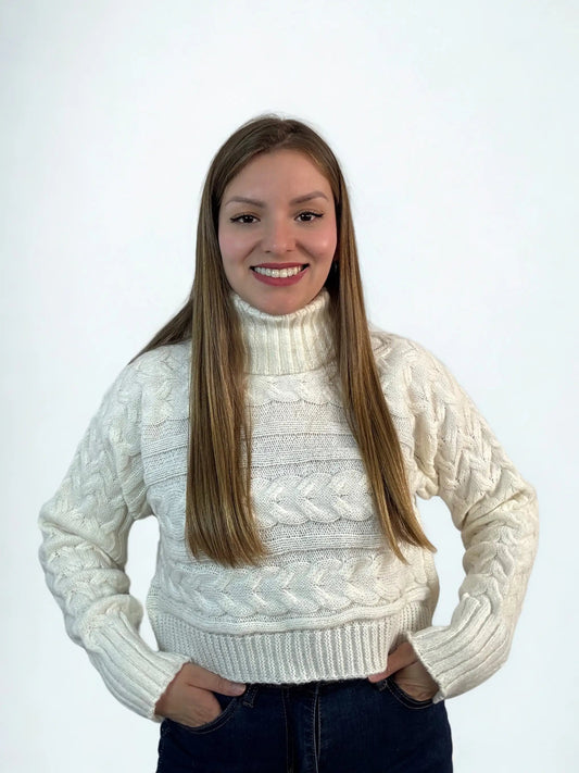Sweater Cropped Cuello Tortuga – Estilo casual