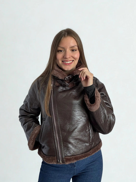 Chaqueta de Mujer Eco Cuero con Chiporro Constanza