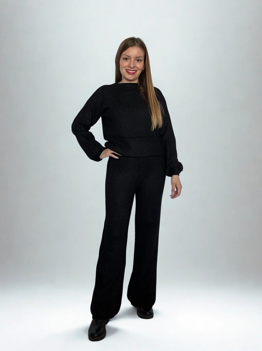 Conjunto de Lanilla Palazzo – Sweater más Pantalón de Lanilla