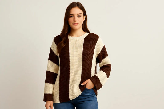 Sweater Oversize Rayado Bicolor Plus Size